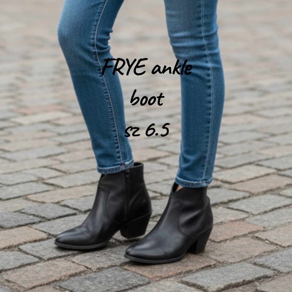 Frye Black Ankle Booties with Western-Inspired Design